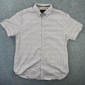 Cactus Man Shirt Mens Large White Floral Short Sleeve Slim Fit Button Up Casual